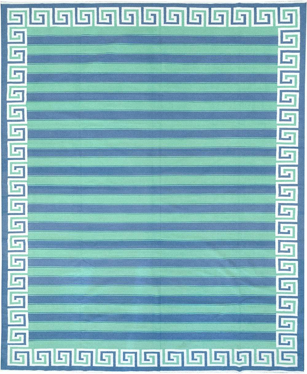 Modern Indian Flatweave Dhurrie Large Room Size Carpet, No.32639 - Staging
