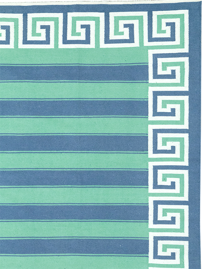 Modern Indian Flatweave Dhurrie Large Room Size Carpet, No.32639 - Staging