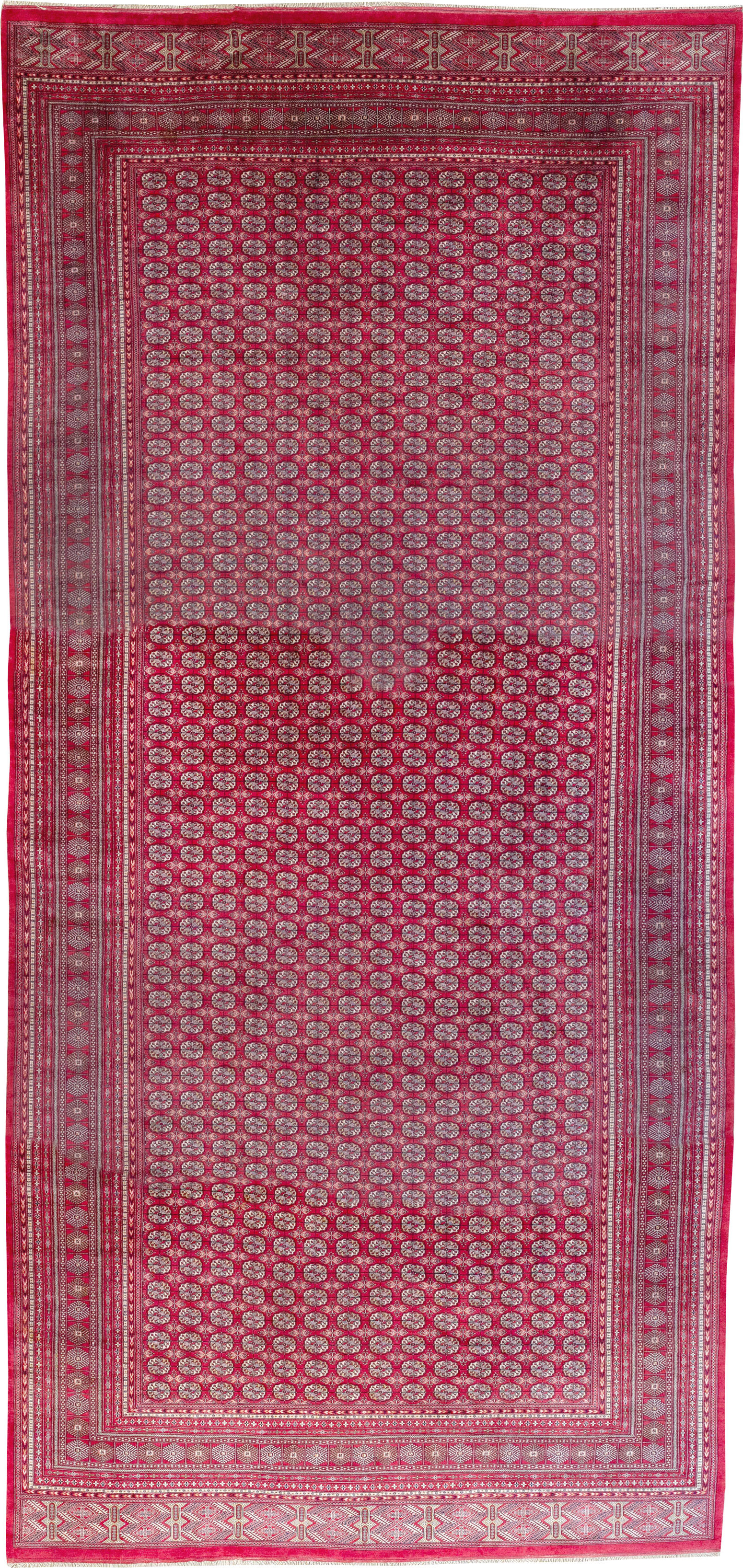 Vintage Central Asian Bokhara Oversize Carpet, No.32643 - Staging