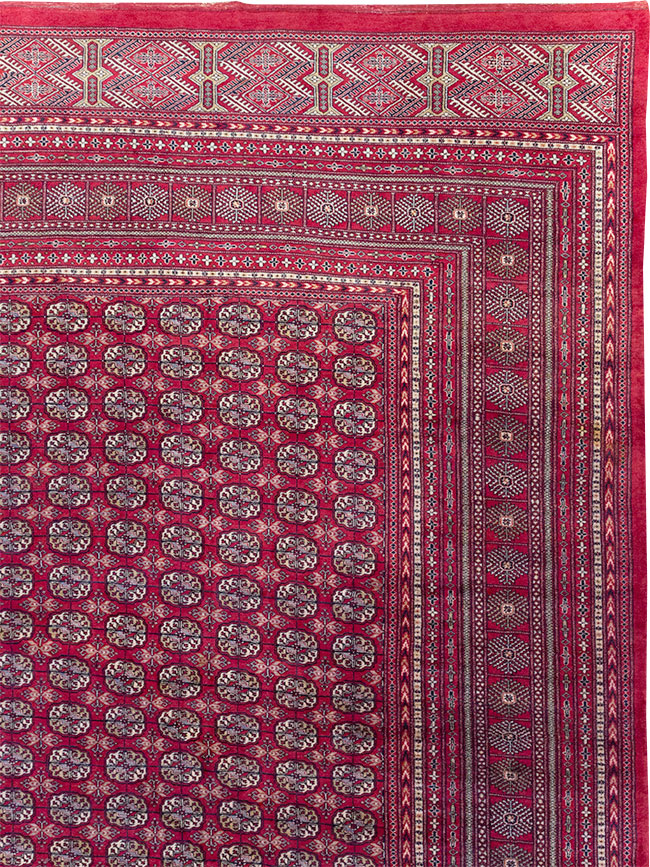 Vintage Central Asian Bokhara Oversize Carpet, No.32643 - Staging