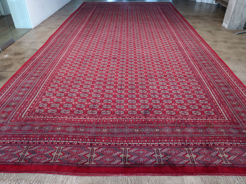 Vintage Central Asian Bokhara Oversize Carpet, No.32643 - Staging