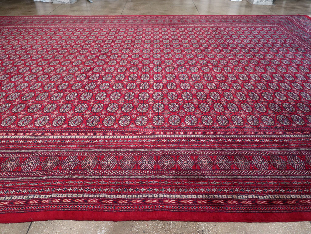 Vintage Central Asian Bokhara Oversize Carpet, No.32643 - Staging