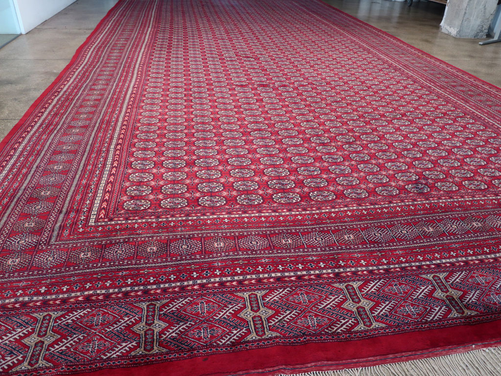 Vintage Central Asian Bokhara Oversize Carpet, No.32643 - Staging