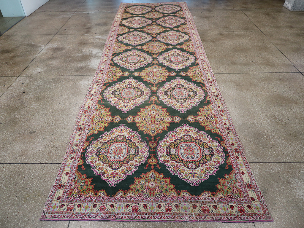 Vintage Indian Cotton Agra Long and Narrow Gallery Carpet, No.32645 - Staging