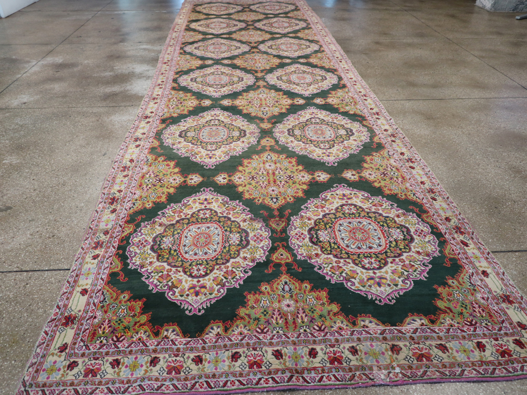 Vintage Indian Cotton Agra Long and Narrow Gallery Carpet, No.32645 - Staging