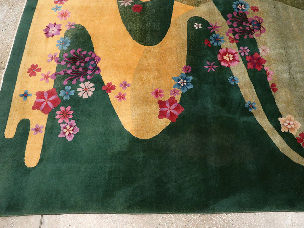 Antique Chinese Art Deco Room Size Carpet, No.32647 - Staging