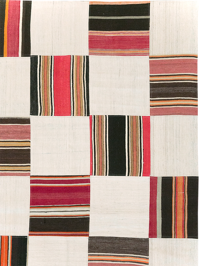 Vintage Inspired Modern Patchwork Kilim, No.32651 - Staging
