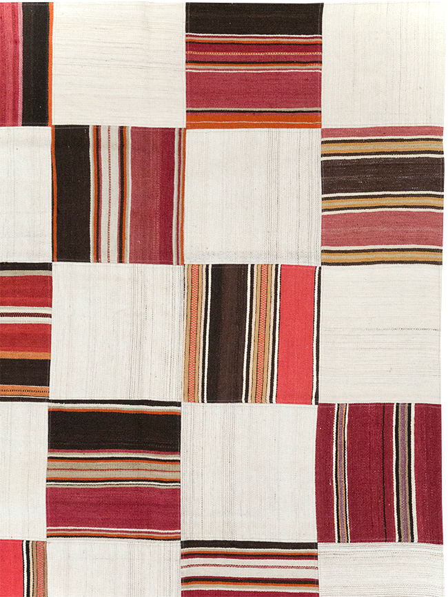 Vintage Inspired Modern Patchwork Kilim, No.32651 - Staging