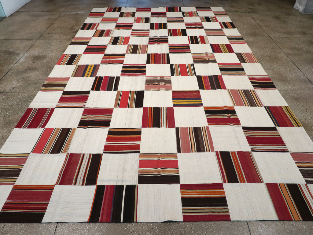 Vintage Inspired Modern Patchwork Kilim, No.32651 - Staging