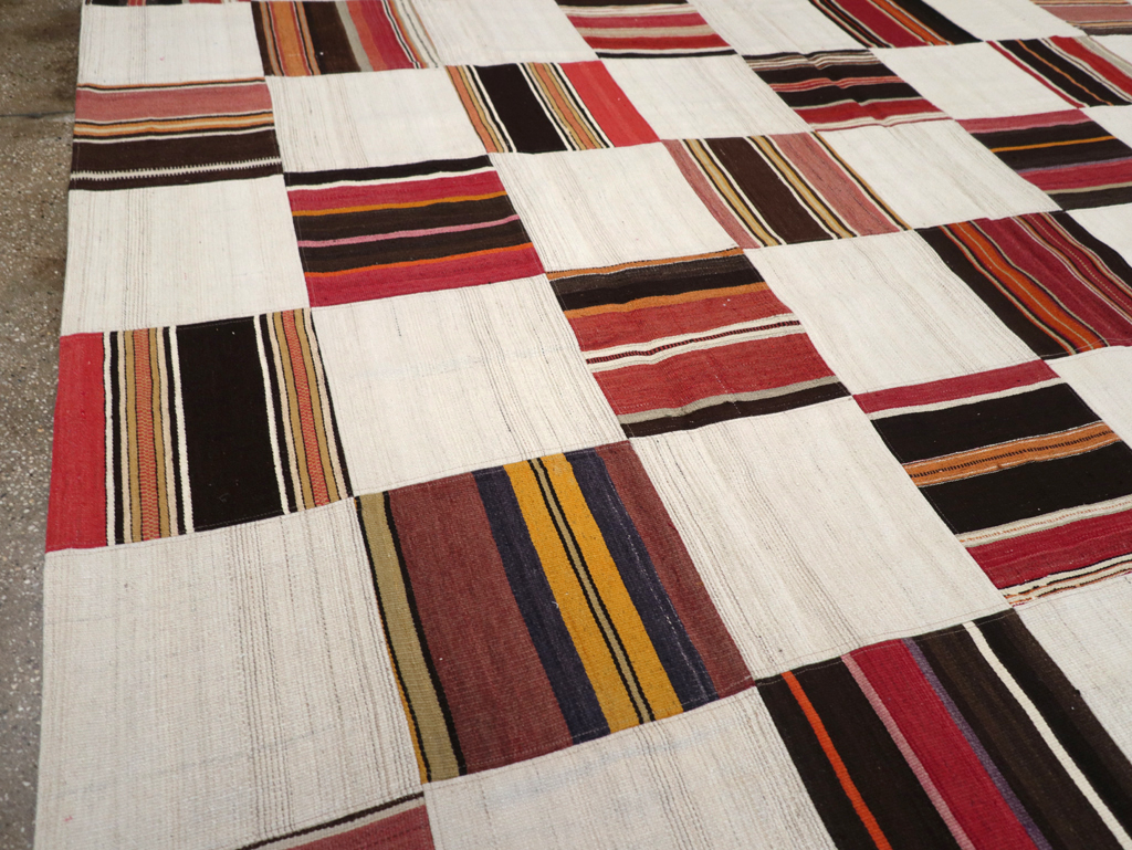 Vintage Inspired Modern Patchwork Kilim, No.32651 - Staging