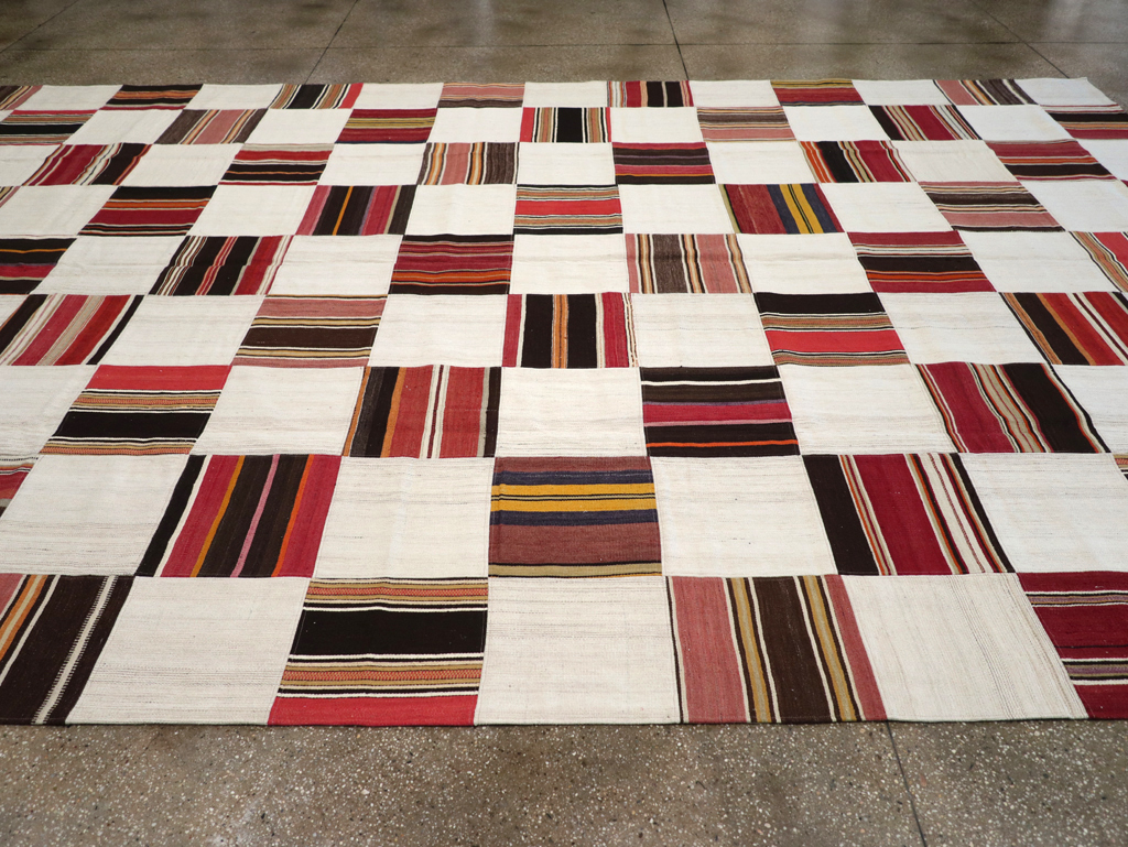 Vintage Inspired Modern Patchwork Kilim, No.32651 - Staging