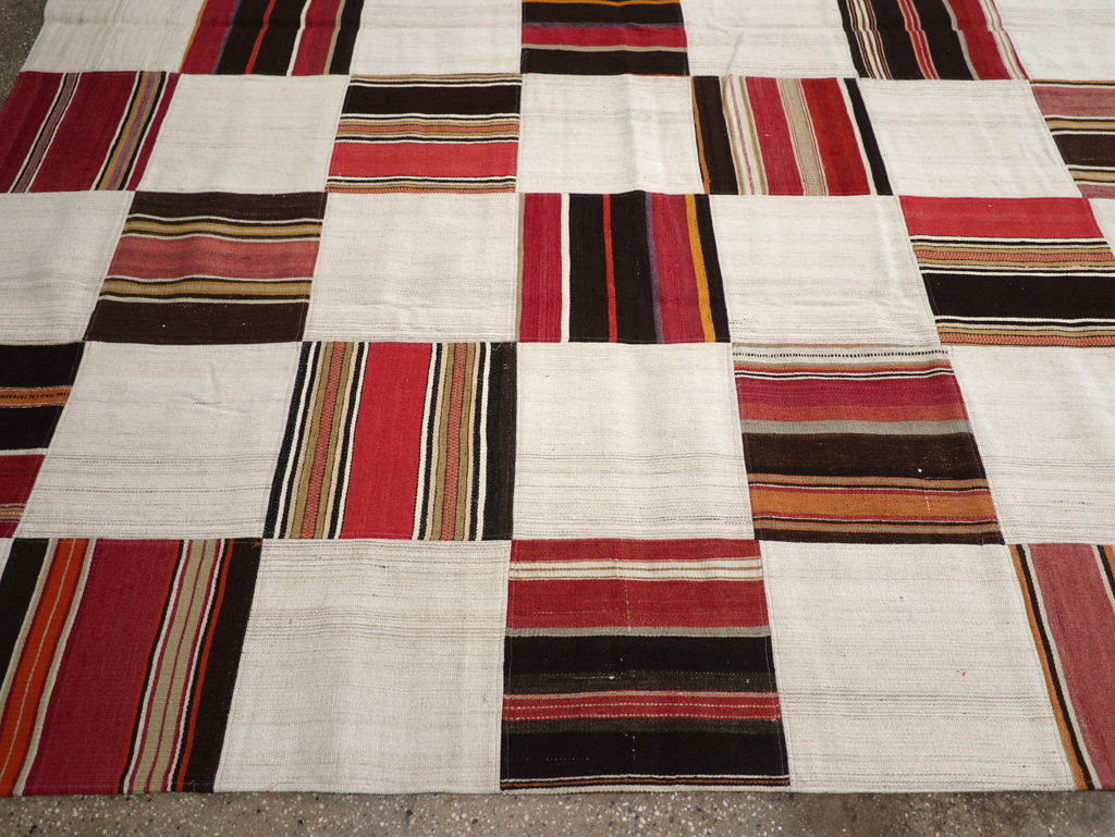 Vintage Inspired Modern Patchwork Kilim, No.32651 - Staging