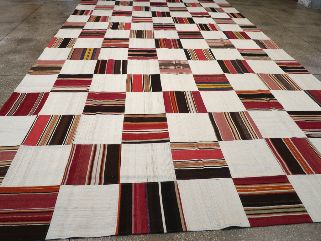 Vintage Inspired Modern Patchwork Kilim, No.32651 - Staging