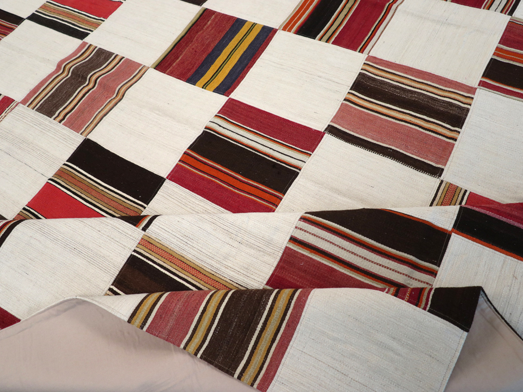 Vintage Inspired Modern Patchwork Kilim, No.32651 - Staging