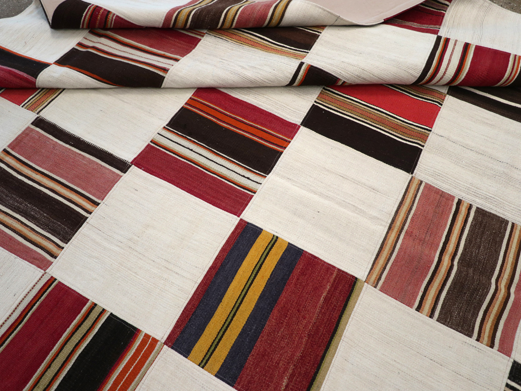 Vintage Inspired Modern Patchwork Kilim, No.32651 - Staging