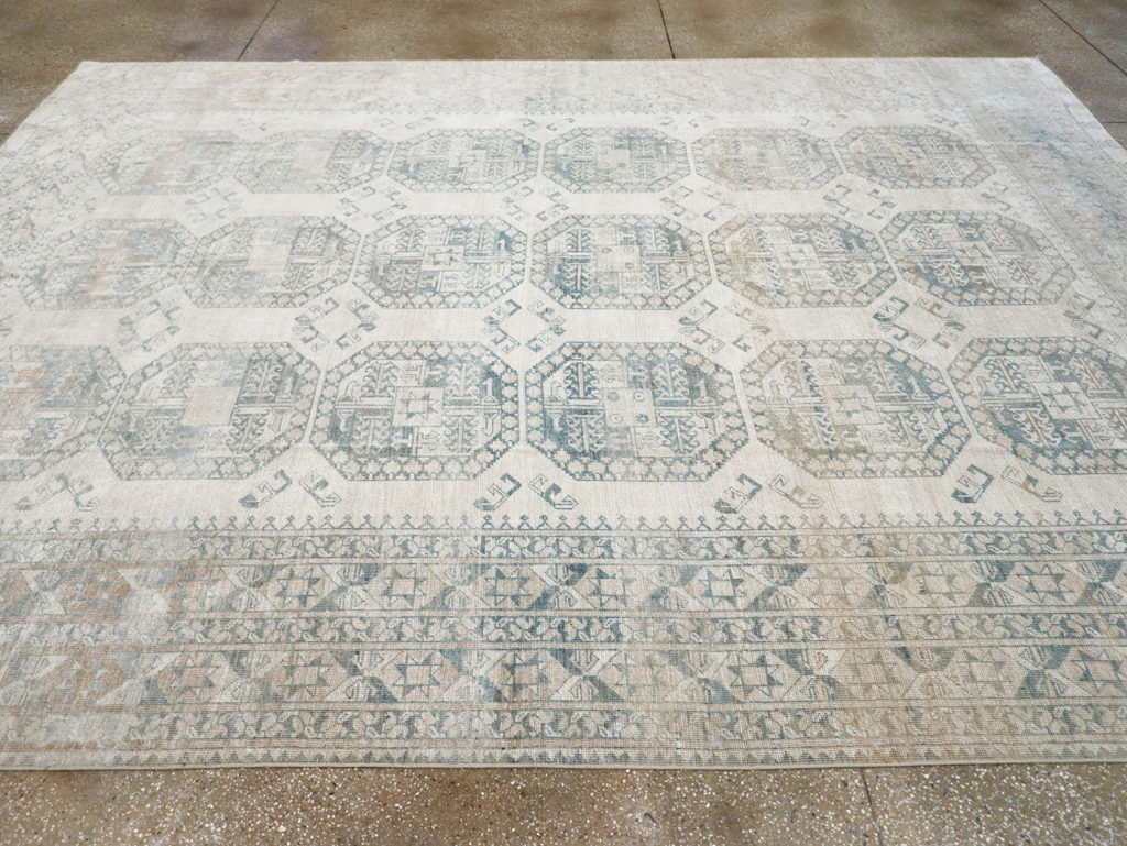 Vintage Central Asian Turkoman Room Size Carpet, No.32661 - Staging