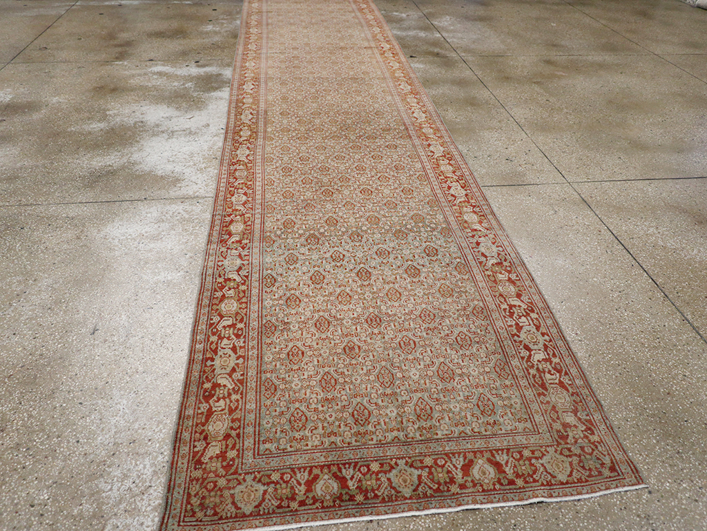 Antique Persian Malayer Long Runner, No.32704 - Staging