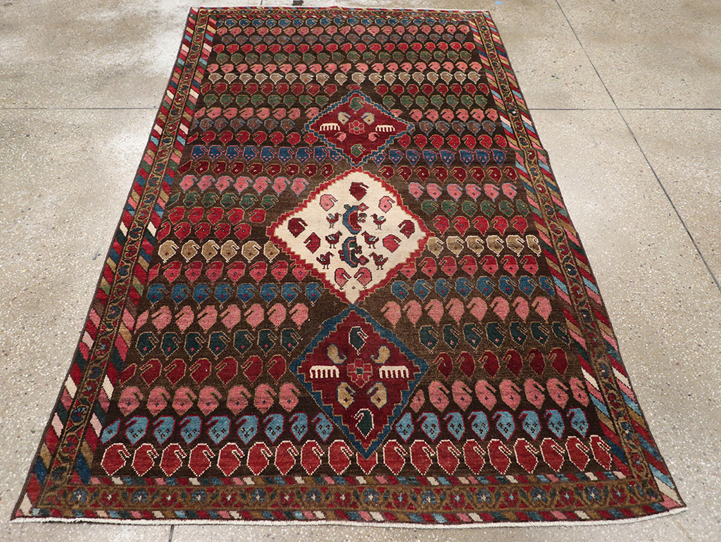 Vintage Persian Malayer Accent Rug, No.32749 - Staging