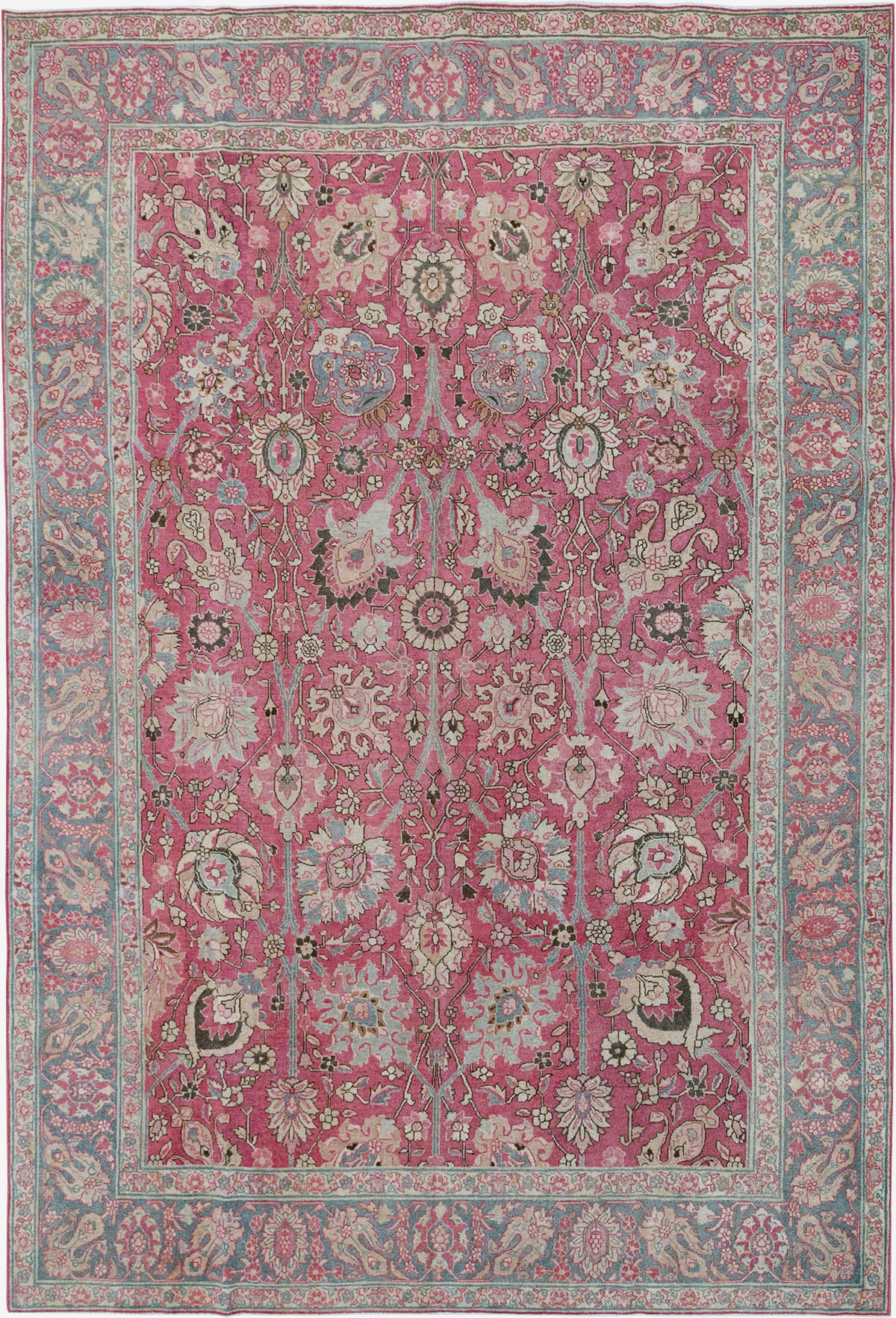 Antique Persian Tabriz Accent Carpet, No.32760 - Staging