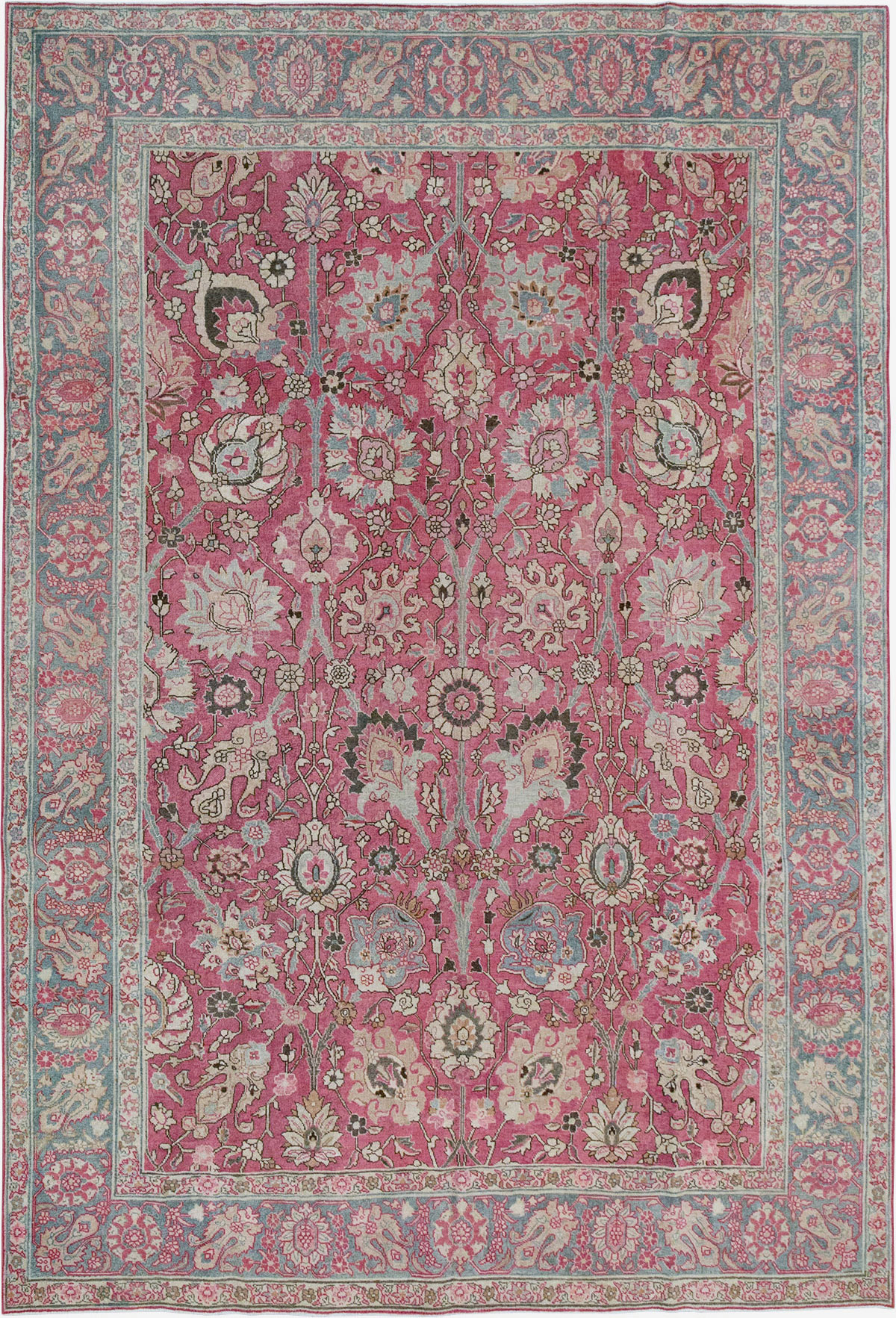 Antique Persian Tabriz Accent Carpet, No.32760 - Staging