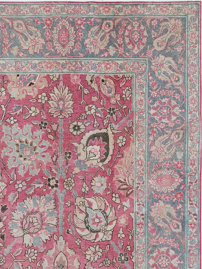 Antique Persian Tabriz Accent Carpet, No.32760 - Staging