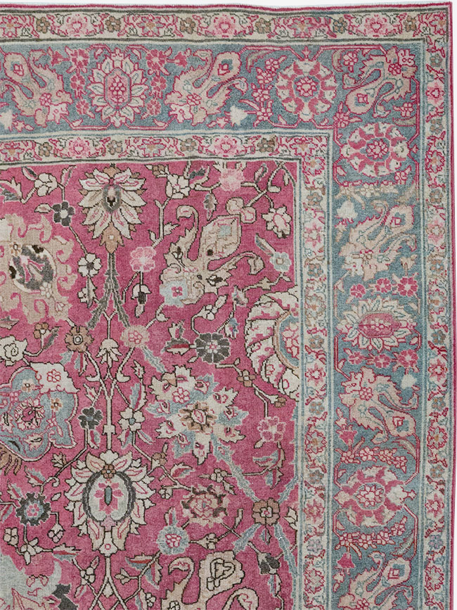 Antique Persian Tabriz Accent Carpet, No.32760 - Staging