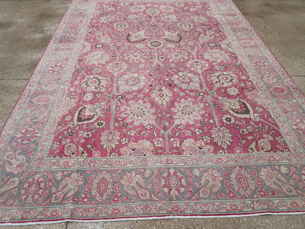 Antique Persian Tabriz Accent Carpet, No.32760 - Staging