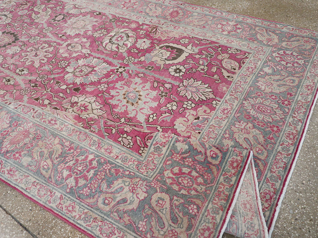Antique Persian Tabriz Accent Carpet, No.32760 - Staging