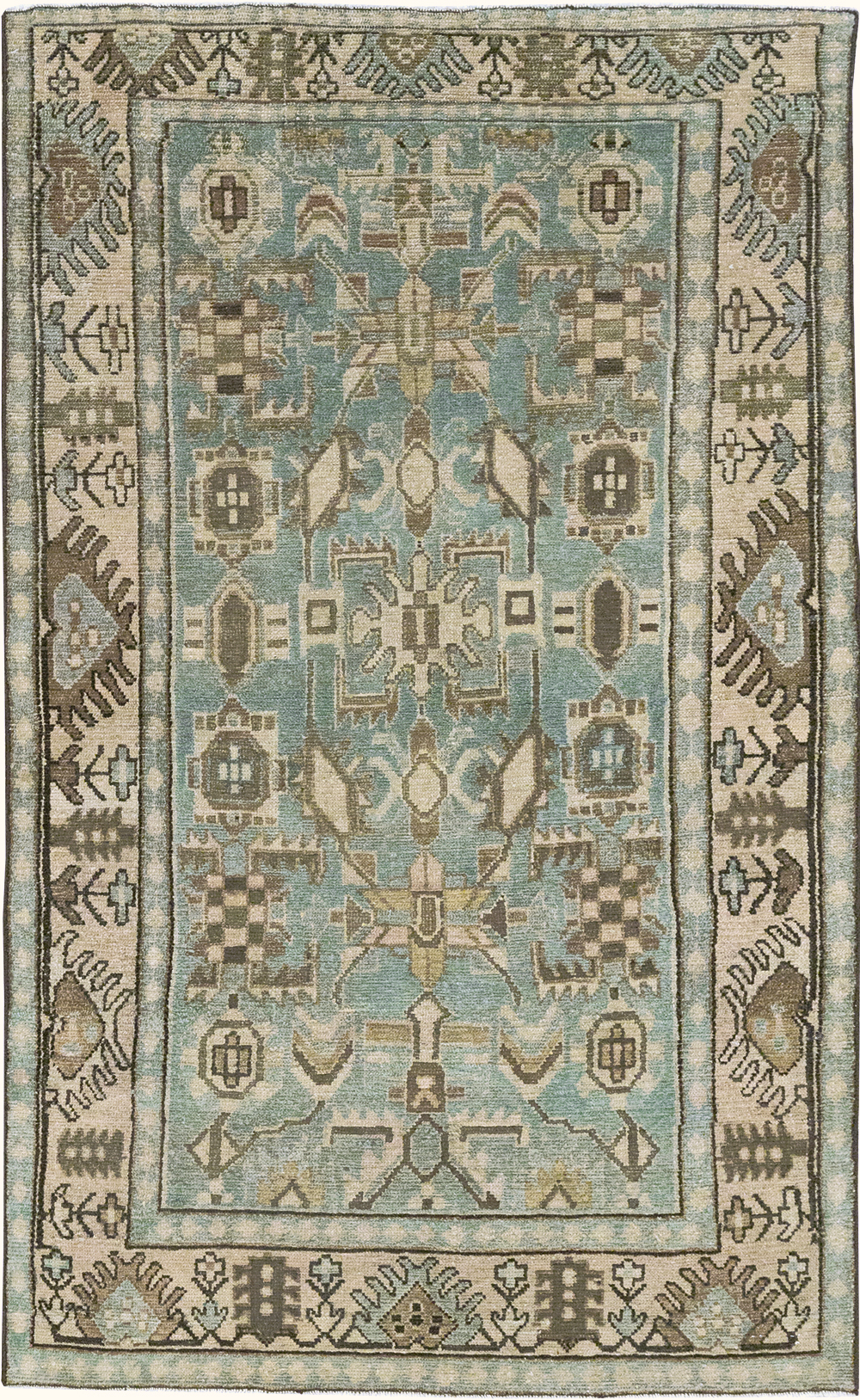 Vintage Persian Malayer Throw Rug, No.32789 - Staging
