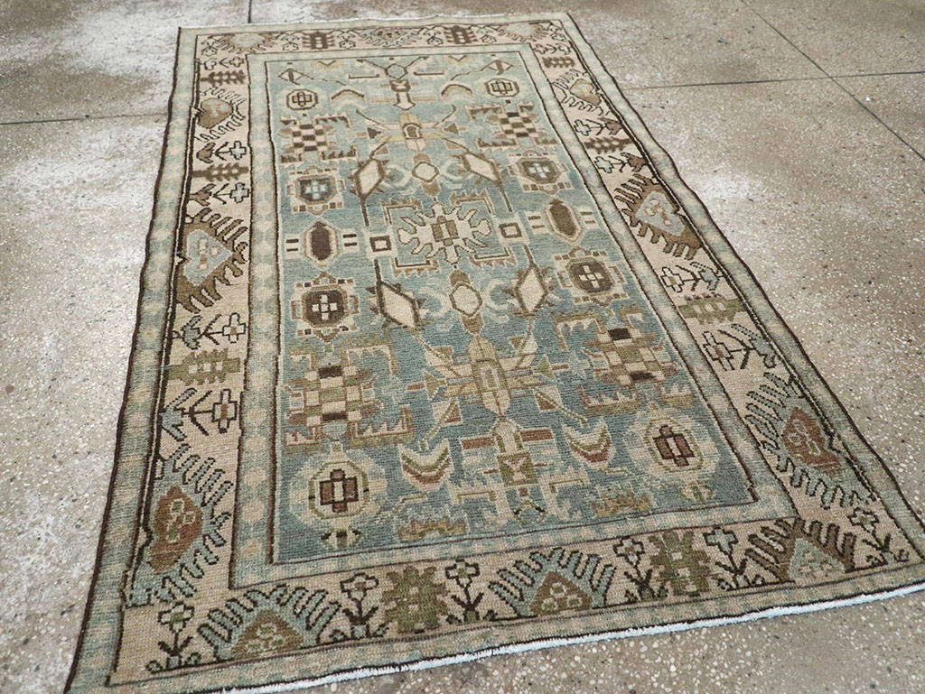 Vintage Persian Malayer Throw Rug, No.32789 - Staging