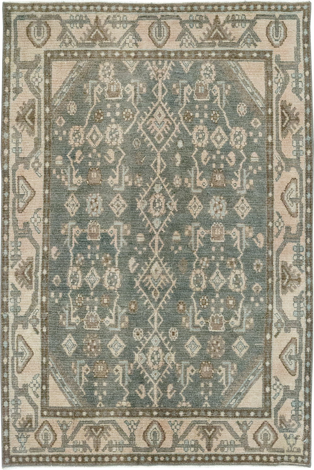 Vintage Persian Malayer Throw Rug, No.32795 - Staging
