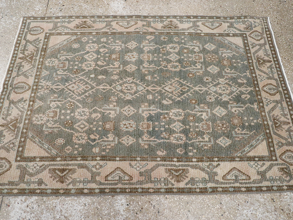 Vintage Persian Malayer Throw Rug, No.32795 - Staging