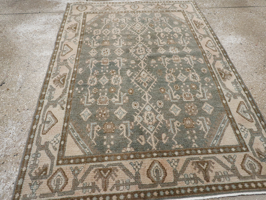 Vintage Persian Malayer Throw Rug, No.32795 - Staging