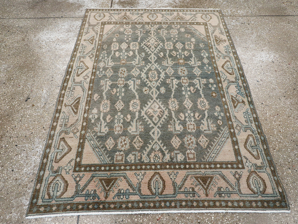 Vintage Persian Malayer Throw Rug, No.32798 - Staging