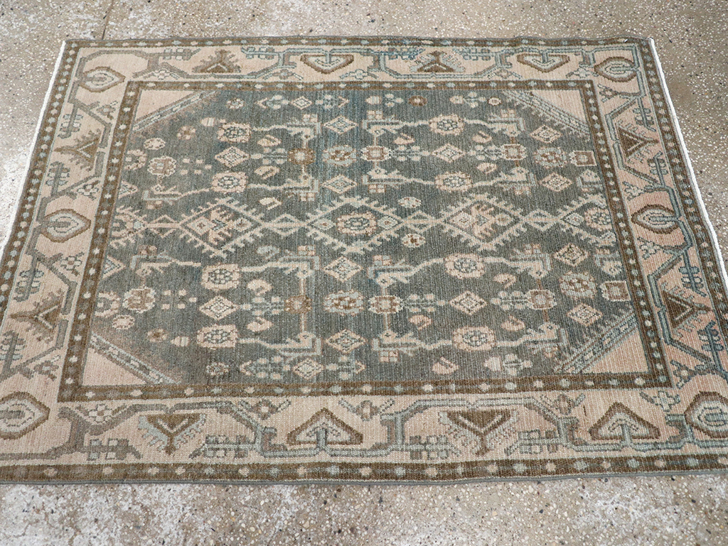Vintage Persian Malayer Throw Rug, No.32798 - Staging