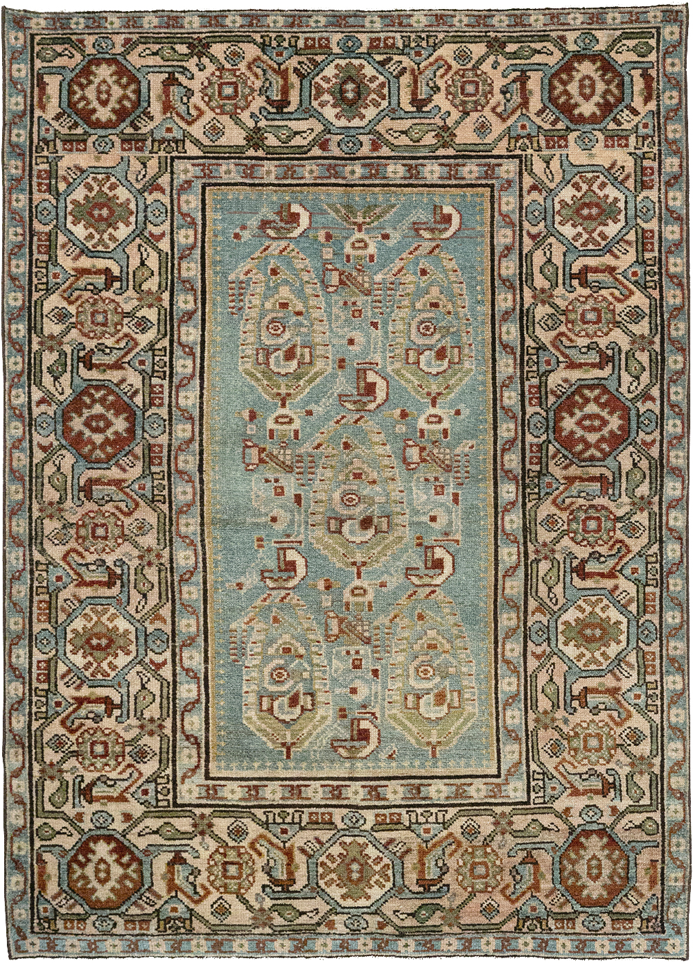 Vintage Persian Malayer Throw Rug, No.32800 - Staging