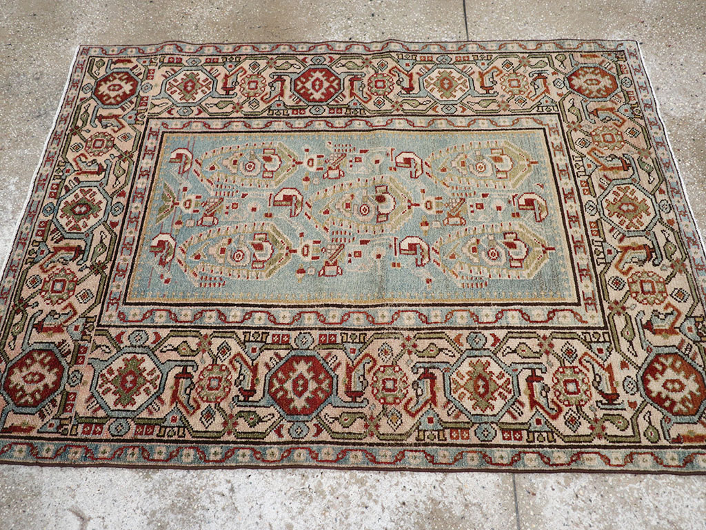 Vintage Persian Malayer Throw Rug, No.32800 - Staging