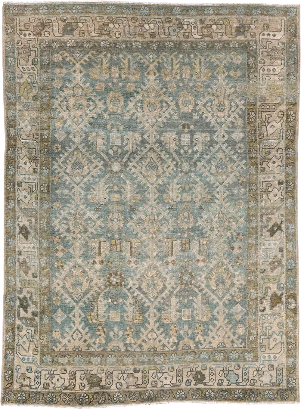 Vintage Persian Malayer Throw Rug, No.32806 - Staging