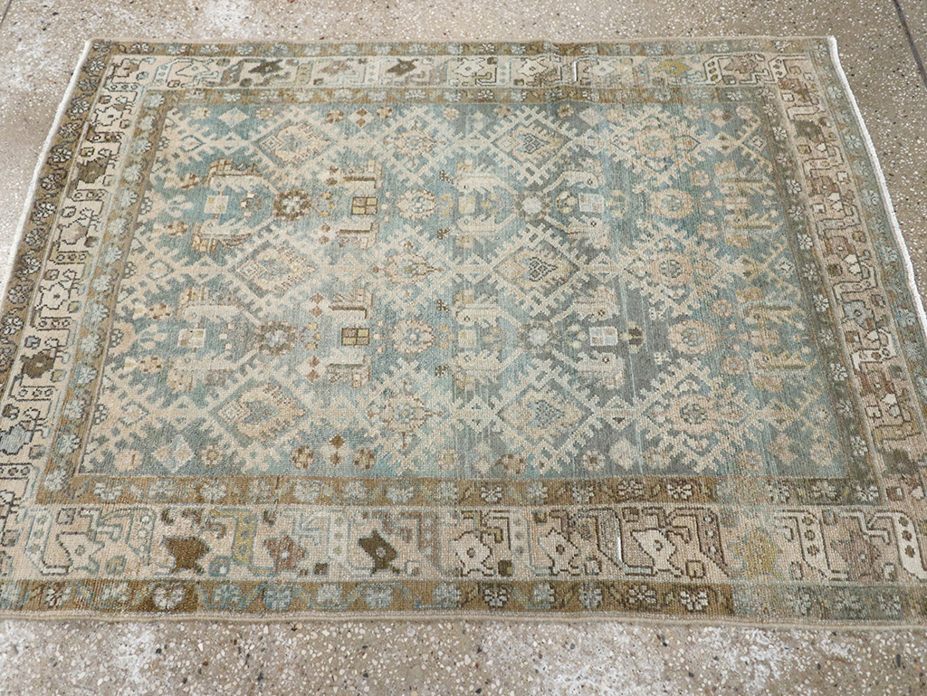 Vintage Persian Malayer Throw Rug, No.32806 - Staging