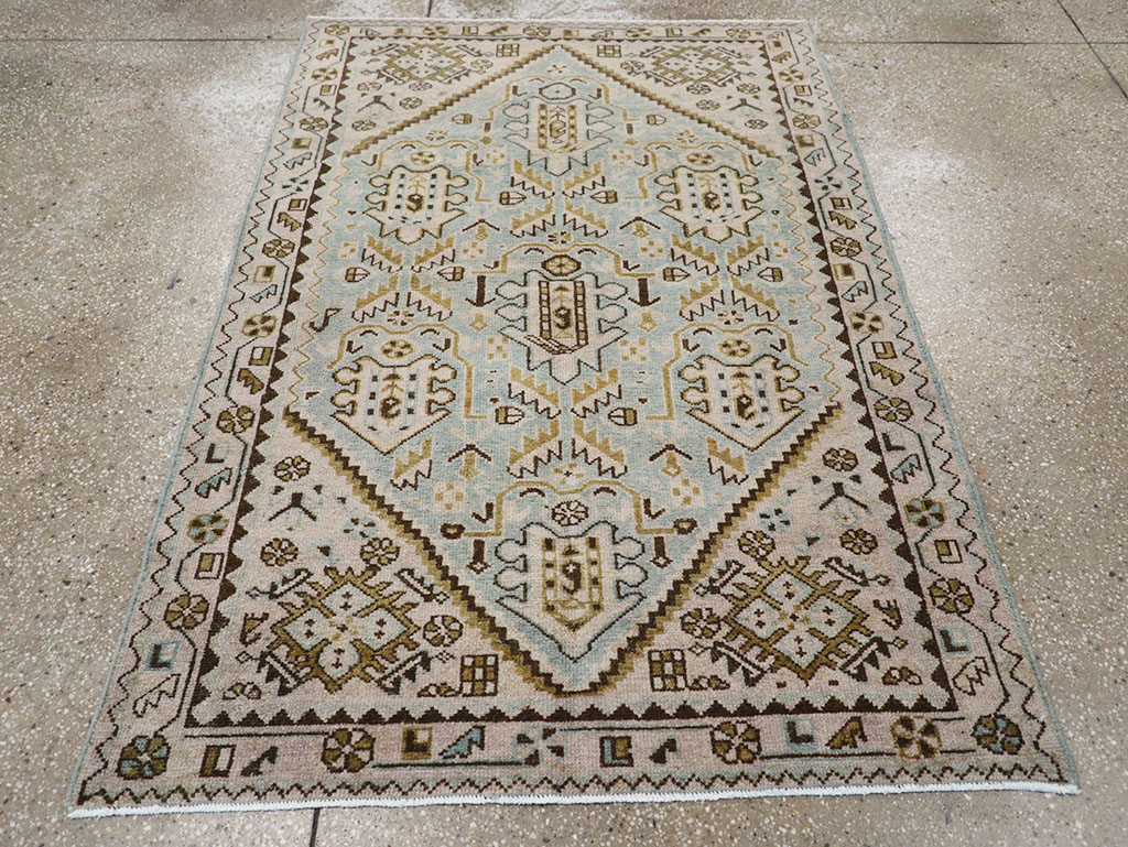 Vintage Persian Malayer Throw Rug, No.32807 - Staging