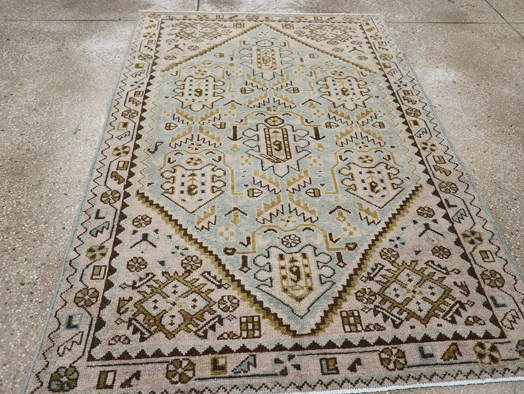 Vintage Persian Malayer Throw Rug, No.32807 - Staging