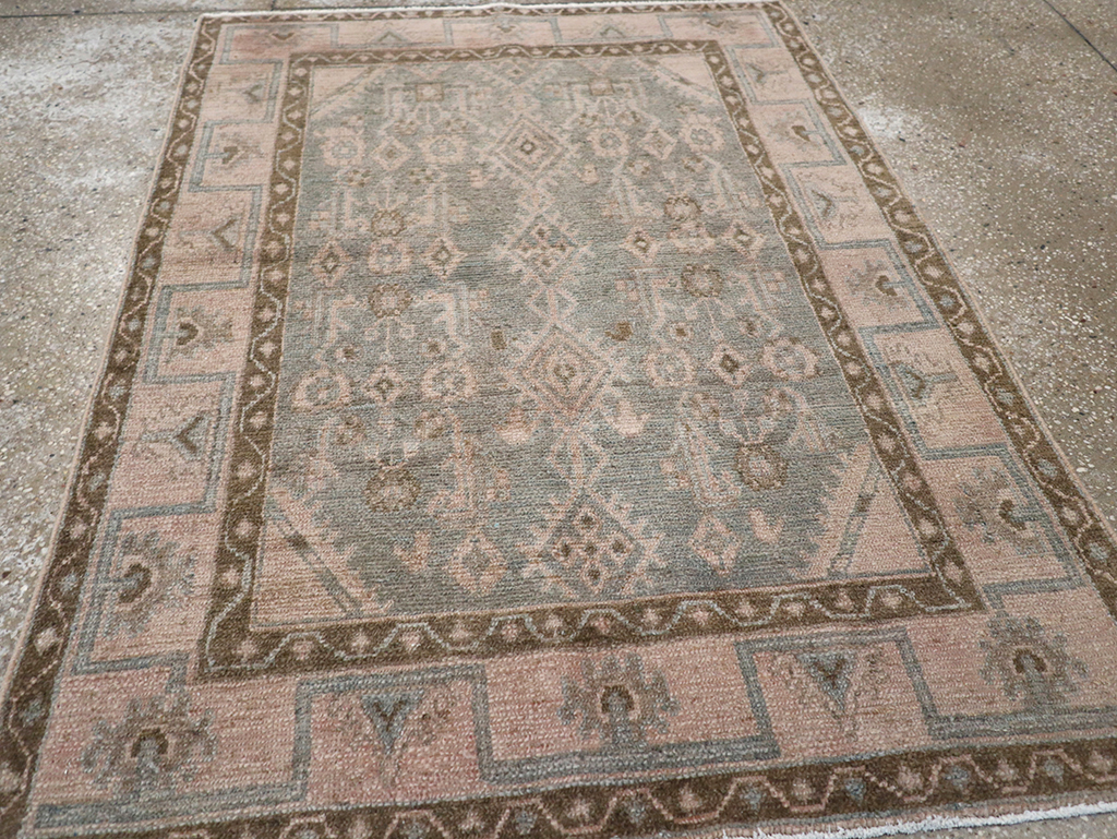 Vintage Persian Malayer Throw Rug, No.32811 - Staging