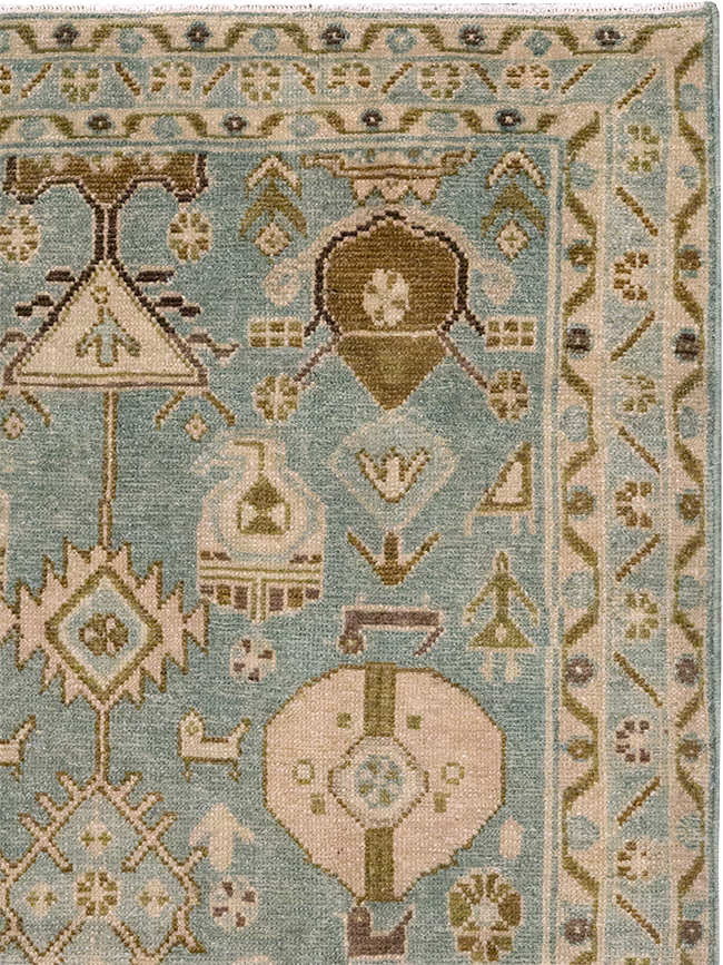 Vintage Persian Malayer Throw Rug, No.32815 - Staging