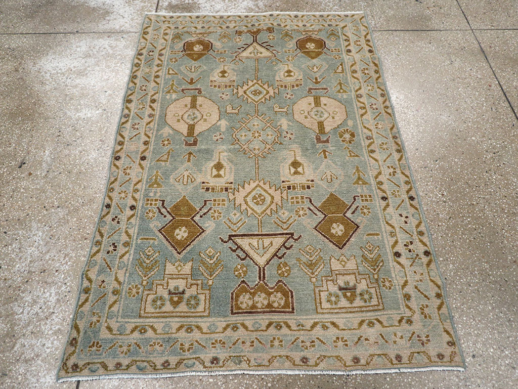 Vintage Persian Malayer Throw Rug, No.32815 - Staging