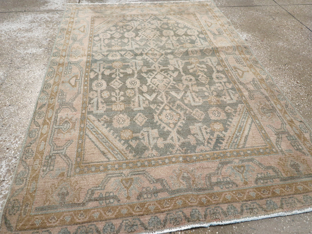 Vintage Persian Malayer Throw Rug, No.32816 - Staging
