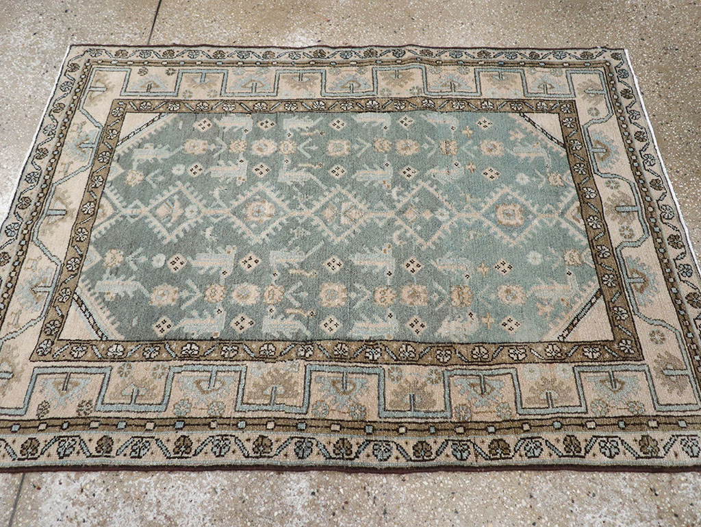 Vintage Persian Malayer Throw Rug, No.32817 - Staging