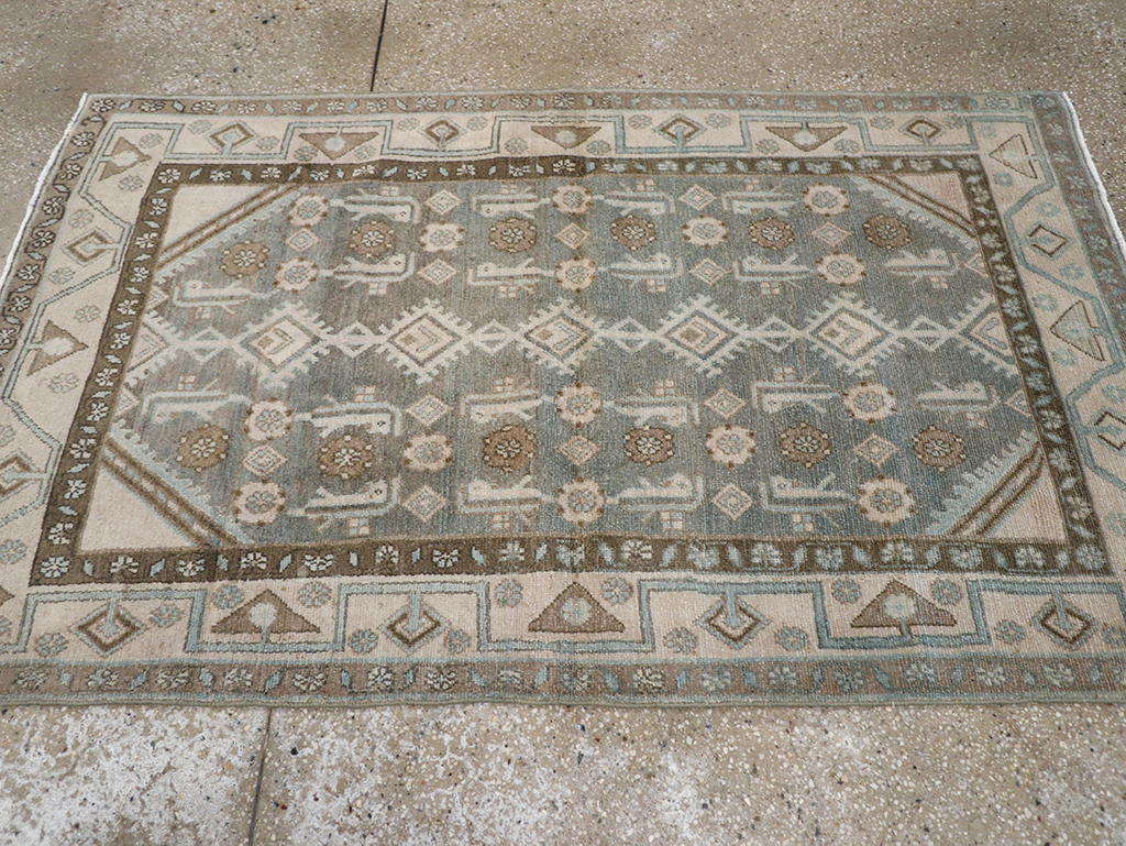 Vintage Persian Malayer Throw Rug, No.32819 - Staging