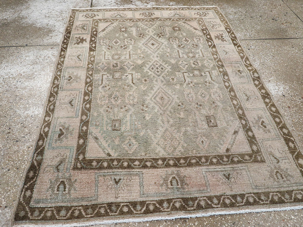 Vintage Persian Malayer Throw Rug, No.32820 - Staging