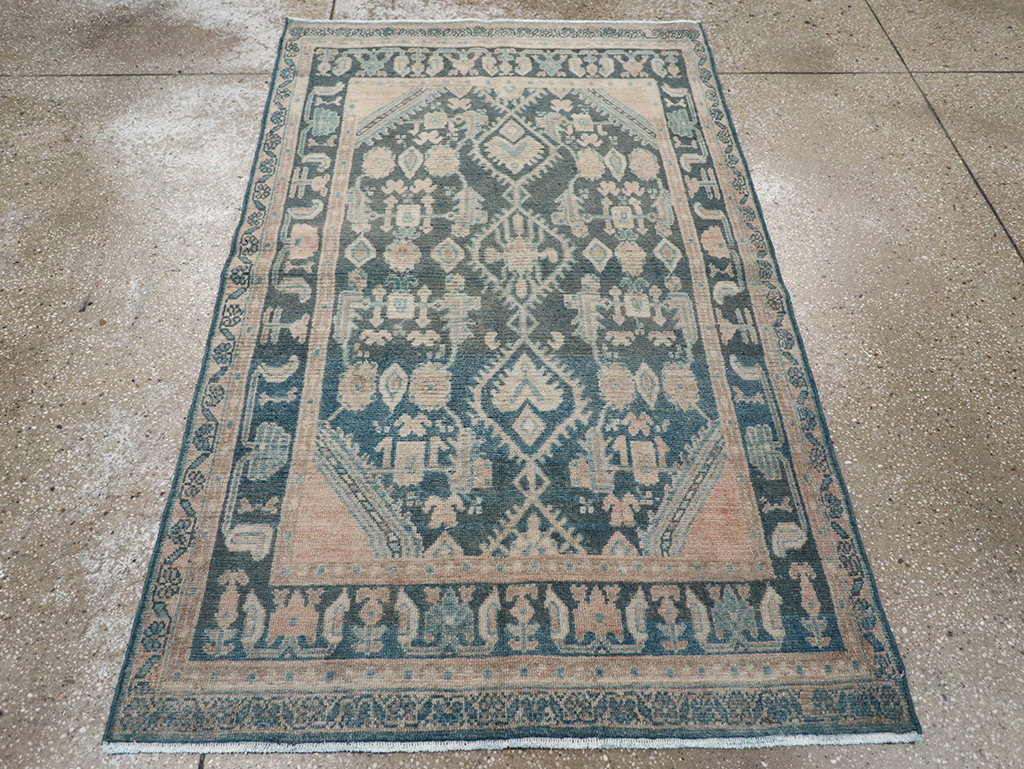 Vintage Persian Malayer Throw Rug, No.32835 - Staging