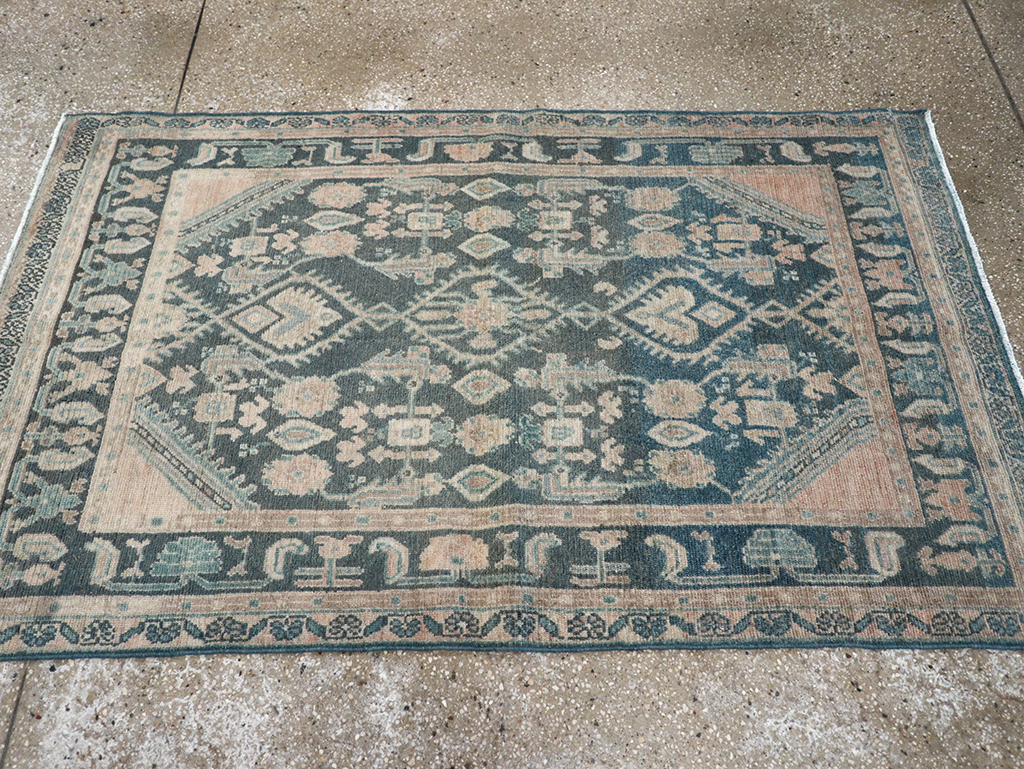 Vintage Persian Malayer Throw Rug, No.32835 - Staging